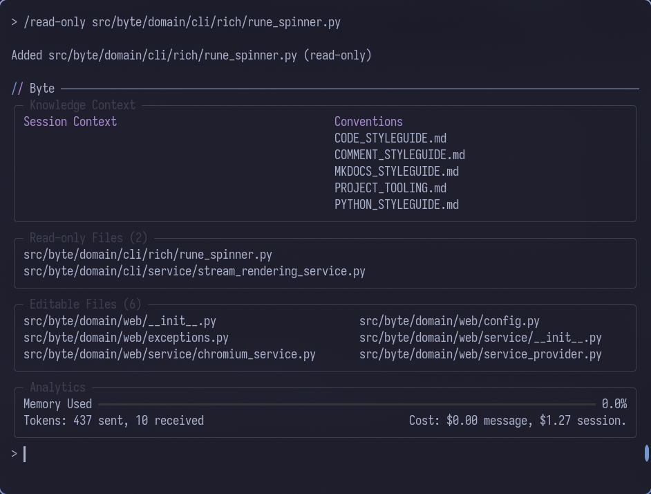 Reference files added to read-only context