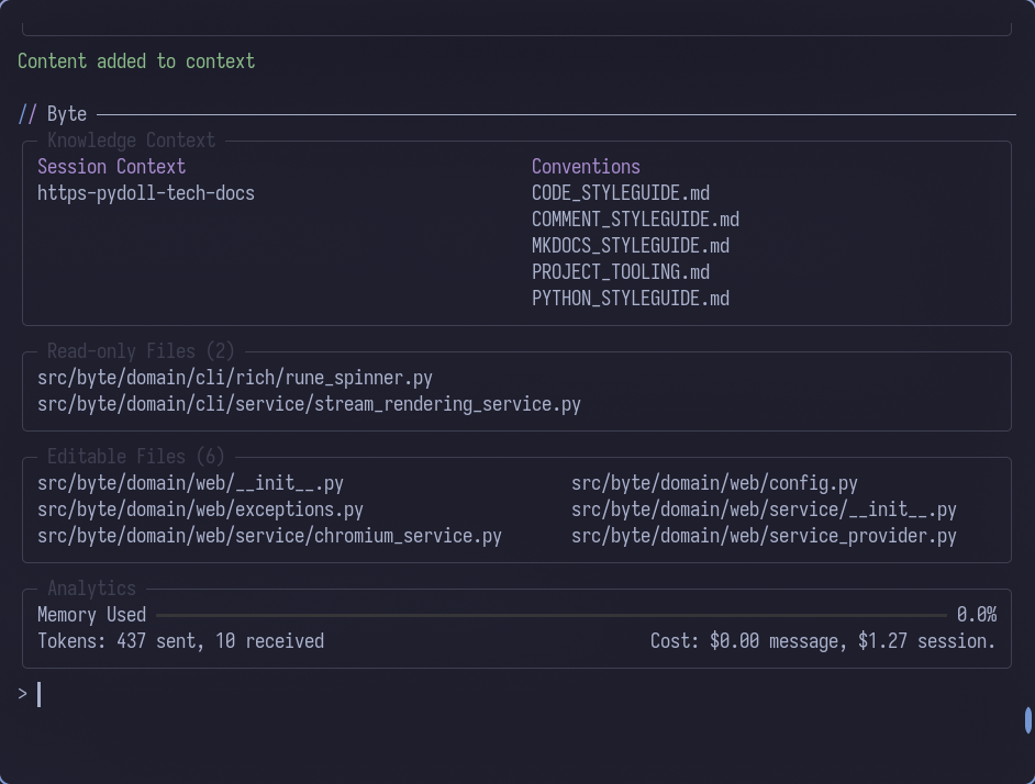 Documentation added to context