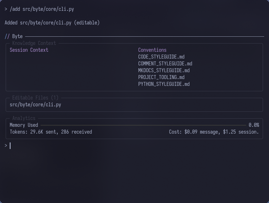 Adding a file to context