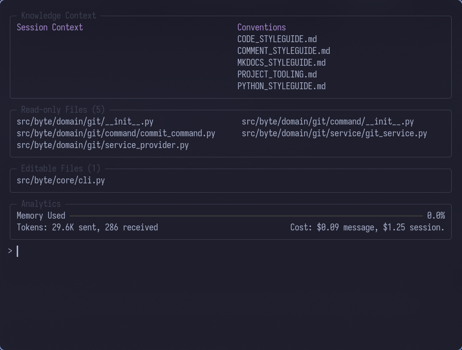 File context showing read-only and editable files